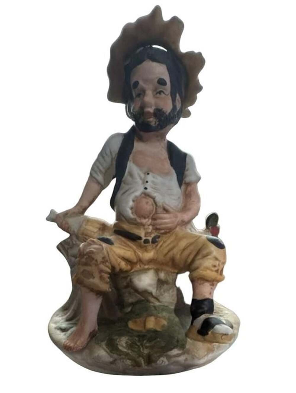 10 x 7 Sophia Ann Vintage Ceramic Hobo Figurine Drunk Drunkard Tramp Statue